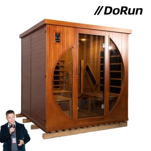 Indoor wooden infrared sauna traditional steam sauna room with laydown chair
