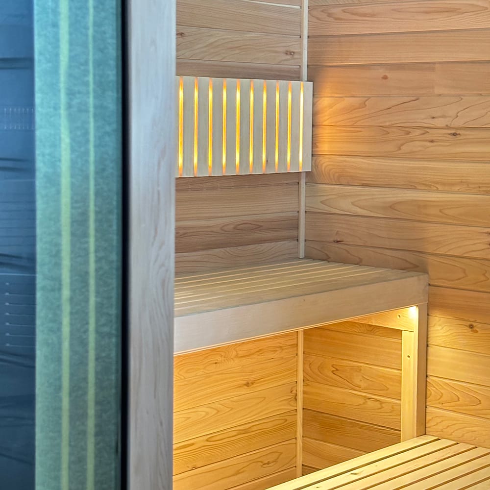 redwood-Indoor-sauna-ergonomic-bench-led-lighting-wholesale