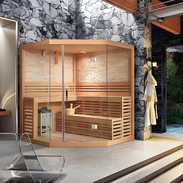 redwood-Indoor-sauna-ergonomic-bench-led-lighting-wholesale