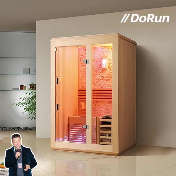 High Quality Indoor Custom Solid Wood Square Far Infrared 2-Person Garden Sauna - Image 8