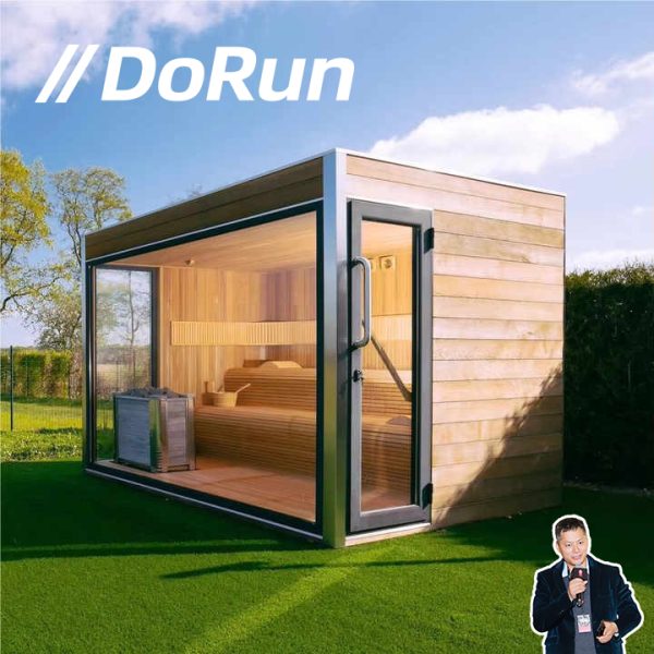 Custom Fashion Canadian Hemlock Outdoor Side Door Smart Square Sauna Room With Wood Stove - Image 5