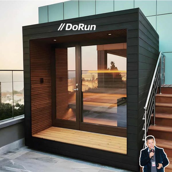 Custom Fashion Canadian Hemlock Outdoor Side Door Smart Square Sauna Room With Wood Stove - Image 8